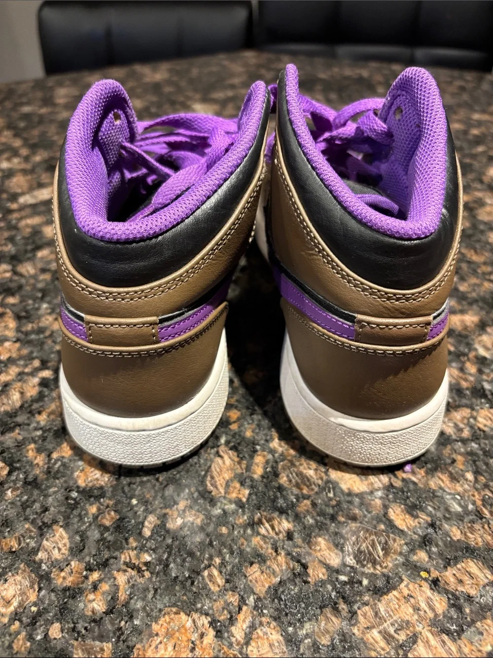 Jordan Kids High-Top Sneakers in Brown, Black & Purple